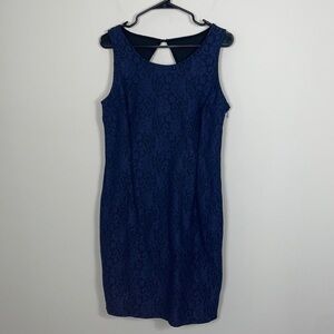 Jennifer Lopez navy blue lace mini dress women size 14